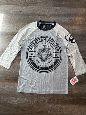 American Fighter Light Gray & Black Raglan Long Sleeve Tee